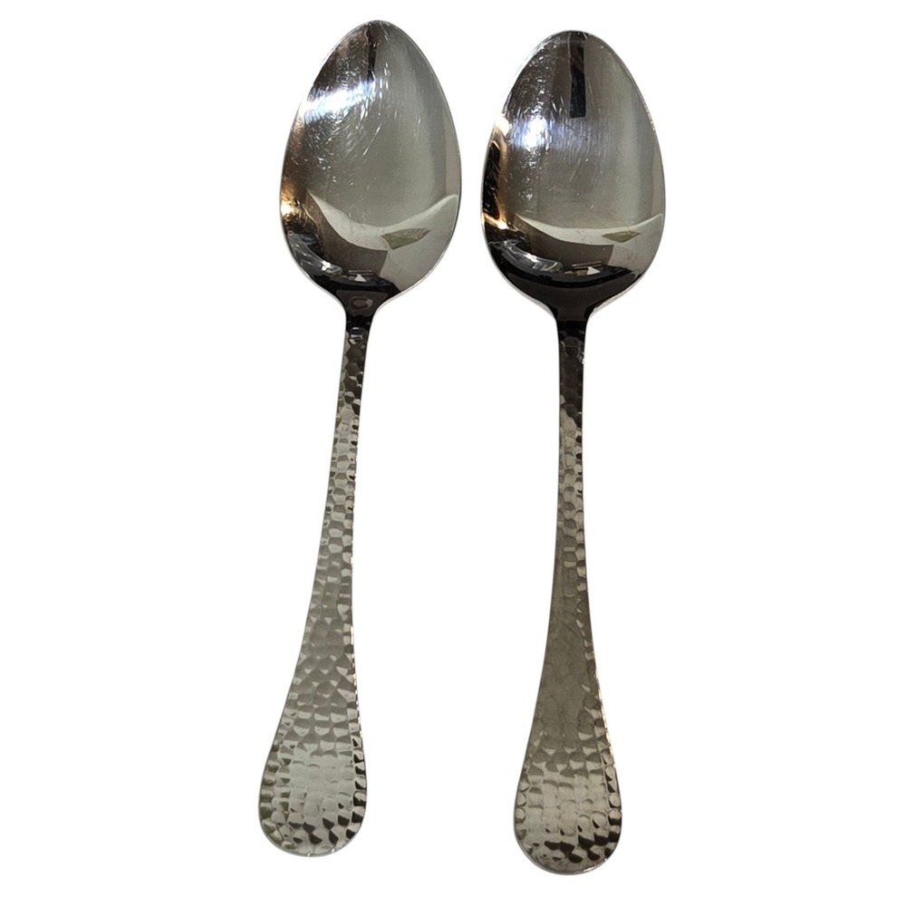 Wallace Continental Hammered 18/10 Stainless Steel Flatware Set 2 Serving spoons